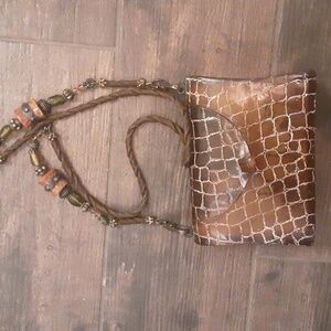 Brown Hard Shell Crocodile Pattern Women's Handbag